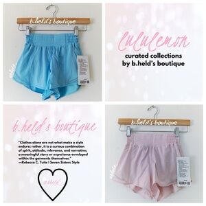 🧊🐷 lululemon Blue Chill & Flush Pink Hotty Hot Short Bundle Sz 0 New NWT